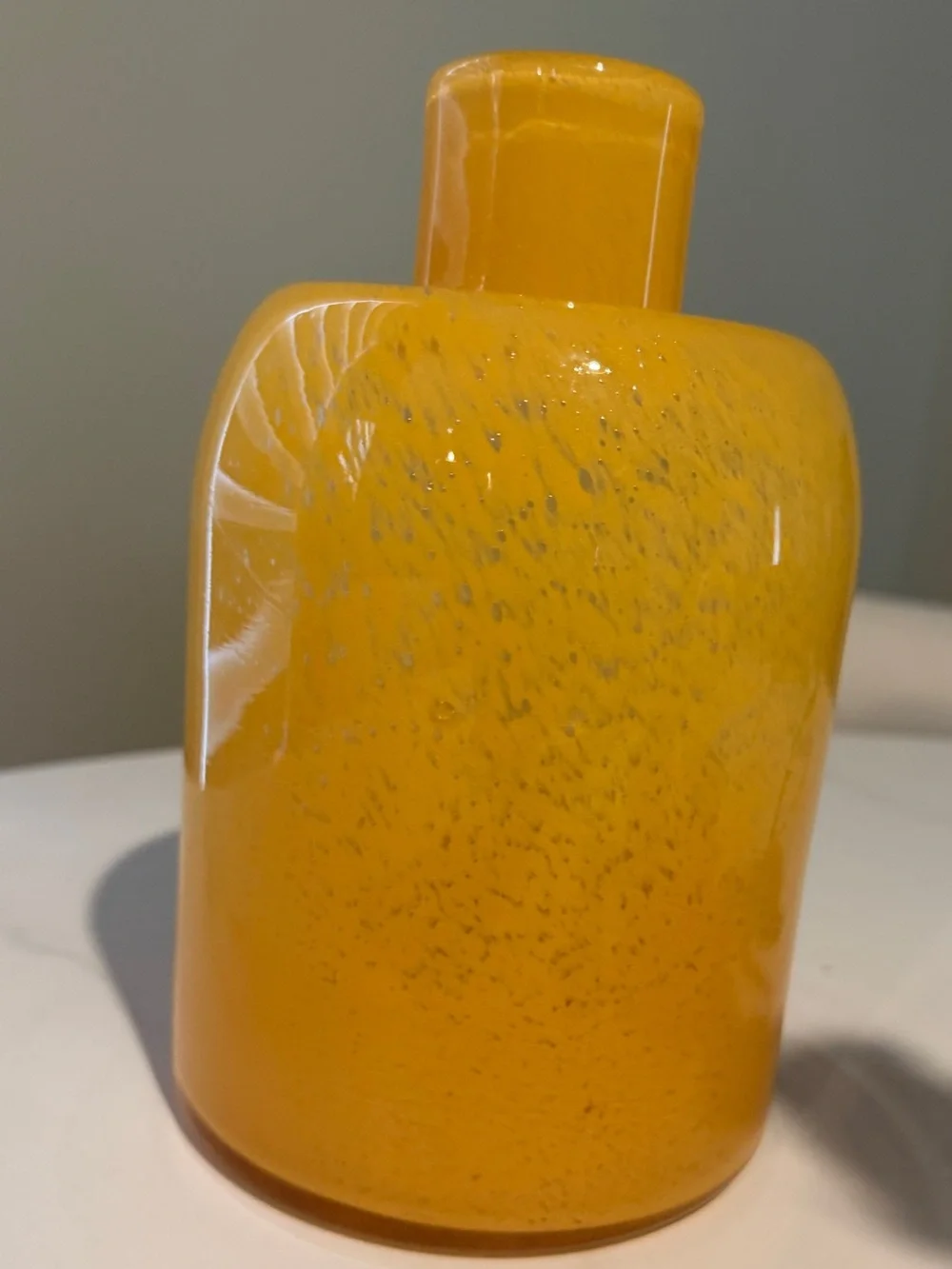 Anthropologie Yellow Art Glass Vase